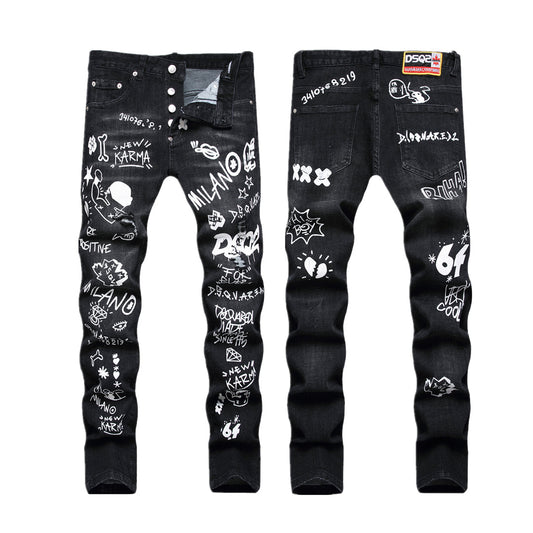 SOLA-Frayed patch Jeans
