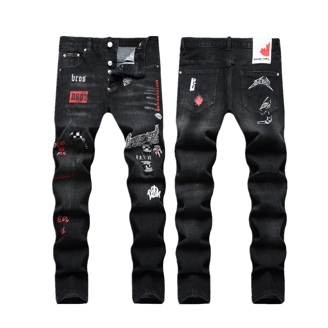SOLA-diamond embroidery Jeans