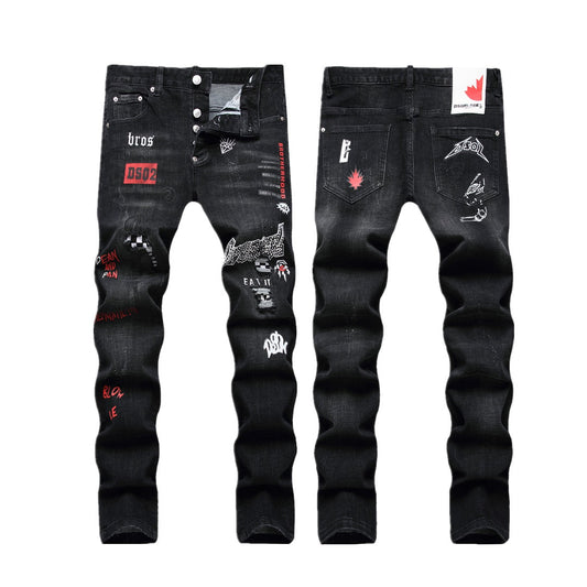 SOLA-diamond embroidery Jeans