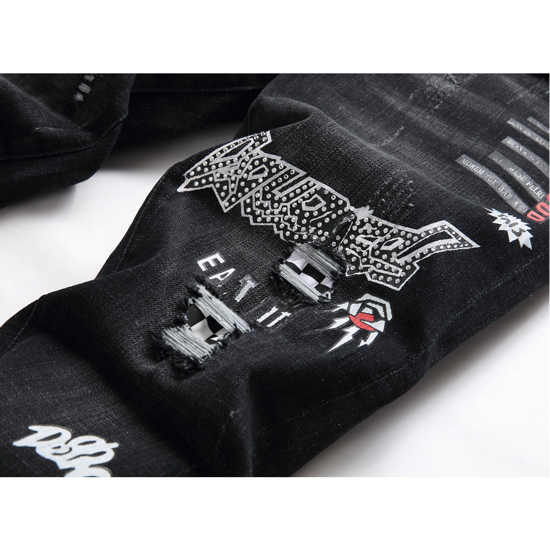 SOLA-diamond embroidery Jeans