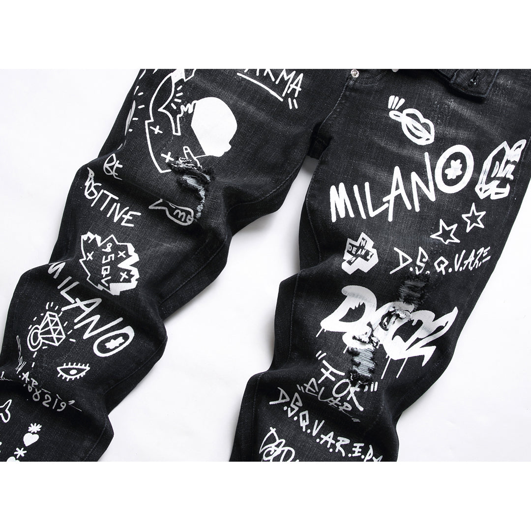 SOLA-Frayed patch Jeans