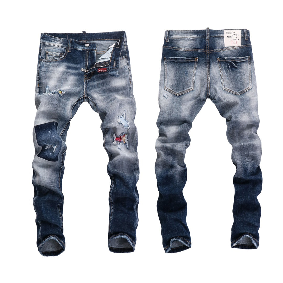 SOLA- ripped patch jeans