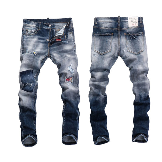SOLA- ripped patch jeans