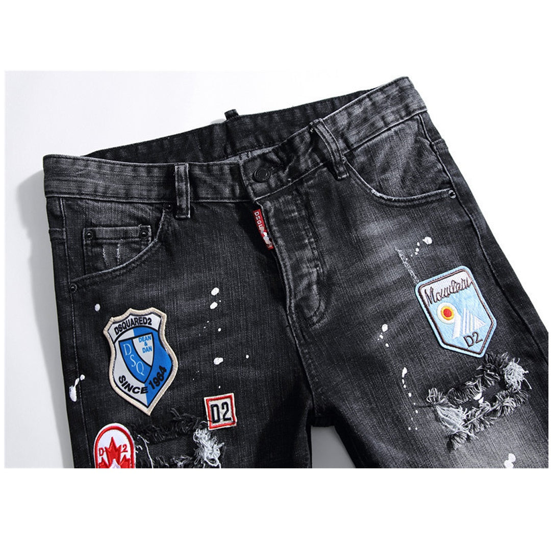 SOLA-Frayed patch Jeans