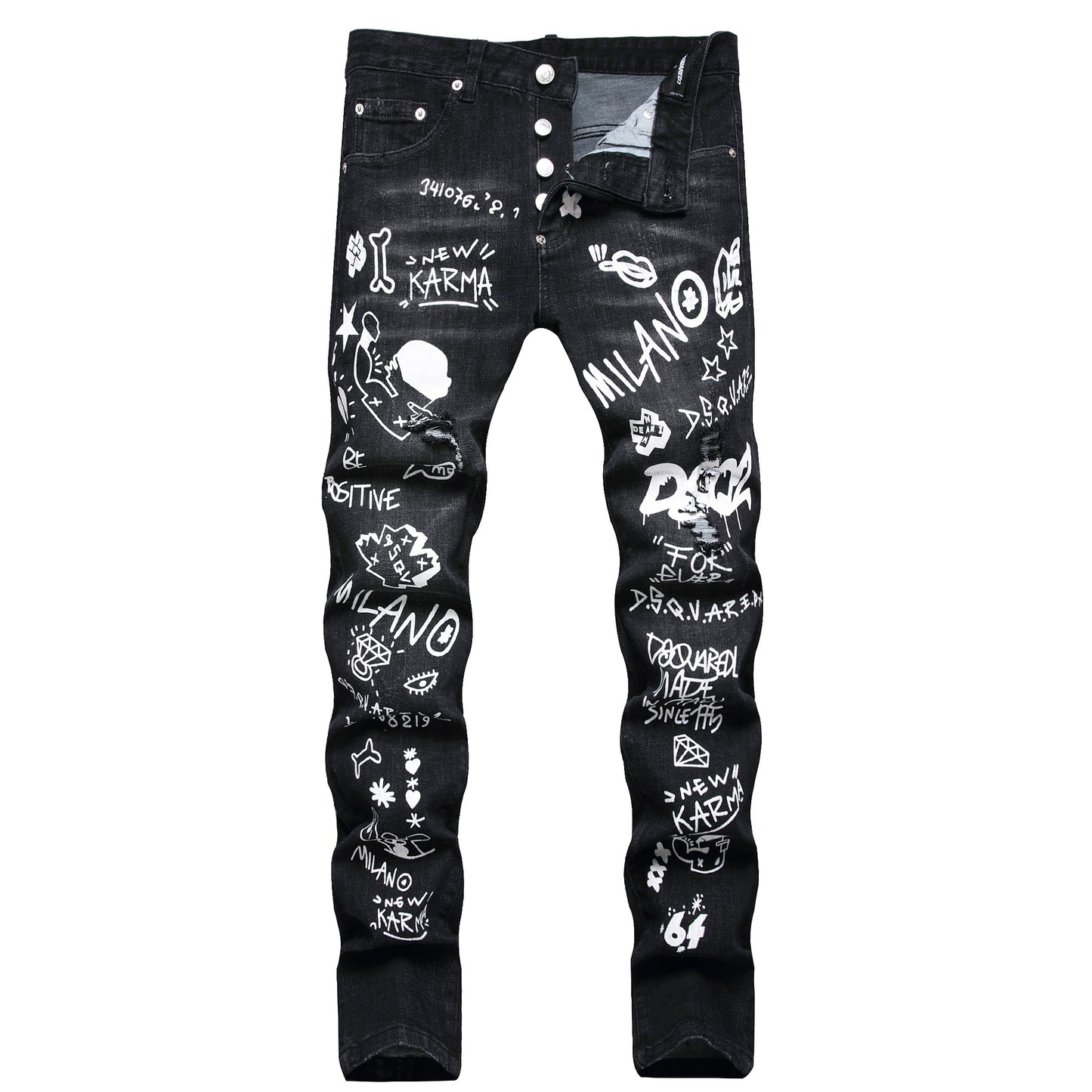 SOLA-Frayed patch Jeans
