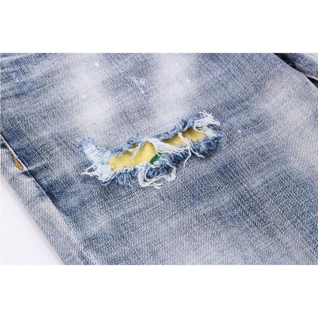 SOLA- ripped patch jeans