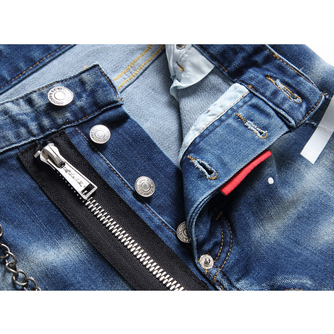 SOLA-hole patch print Jeans