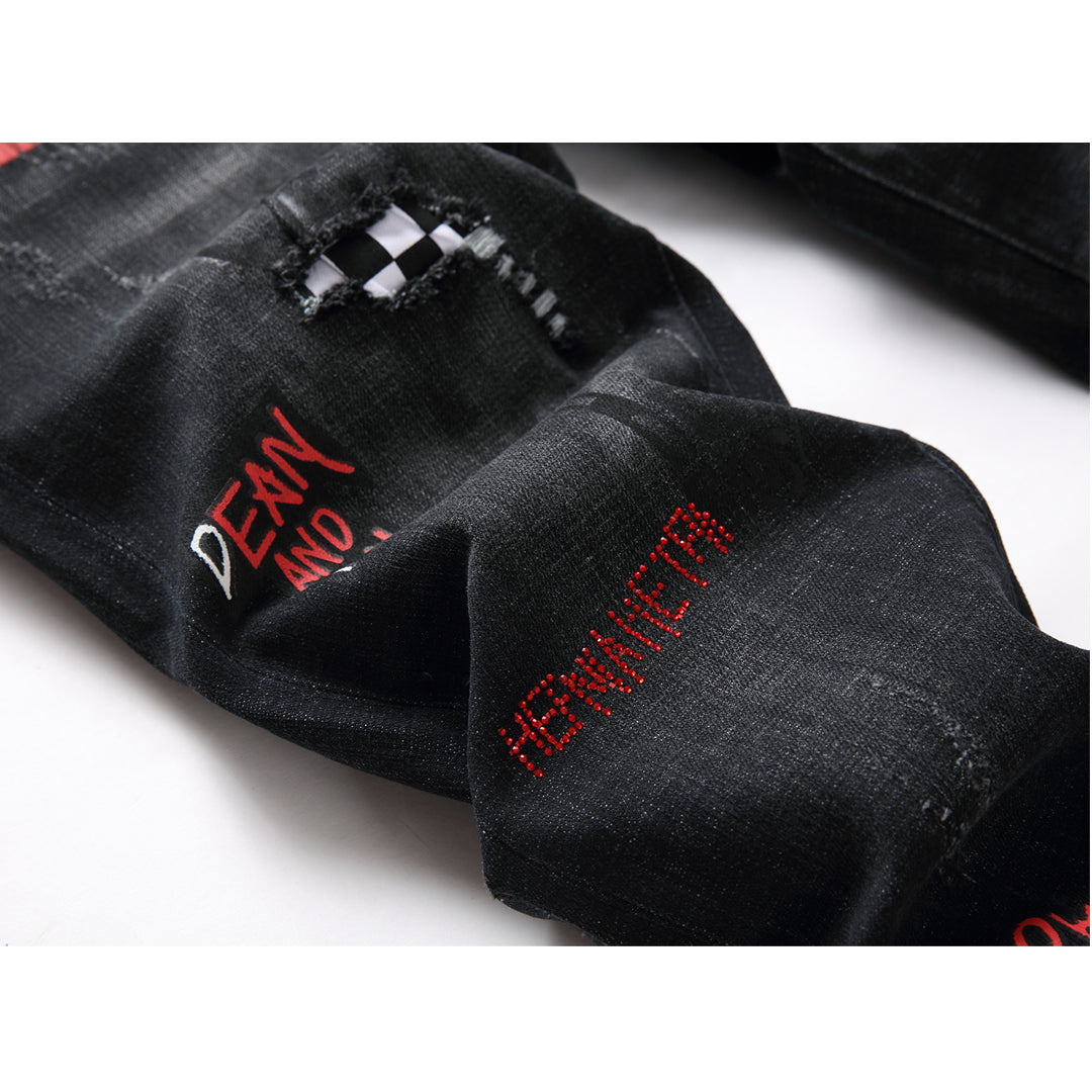 SOLA-diamond embroidery Jeans