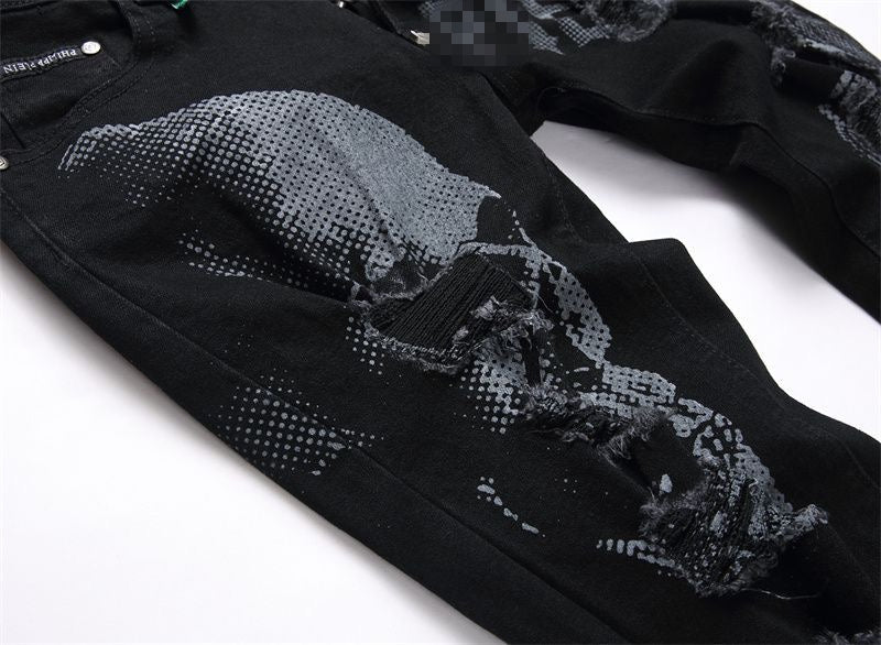 SOLA-PP skull print jeans