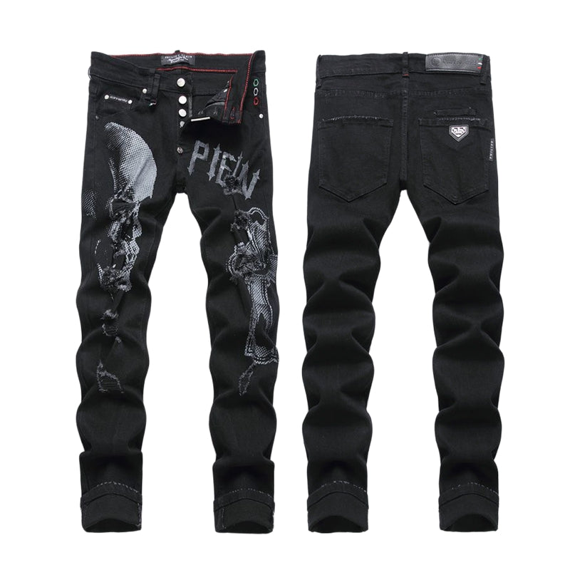 SOLA-PP skull print jeans