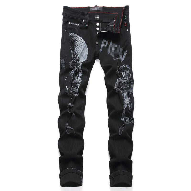 SOLA-PP skull print jeans