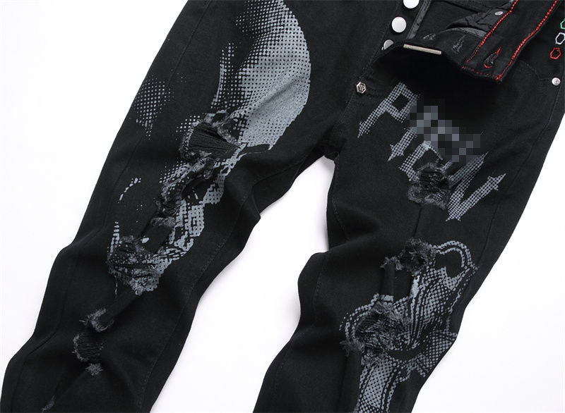 SOLA-PP skull print jeans
