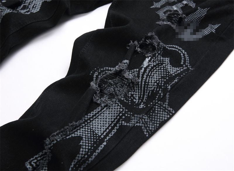 SOLA-PP skull print jeans