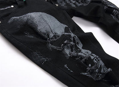 SOLA-PP skull print jeans